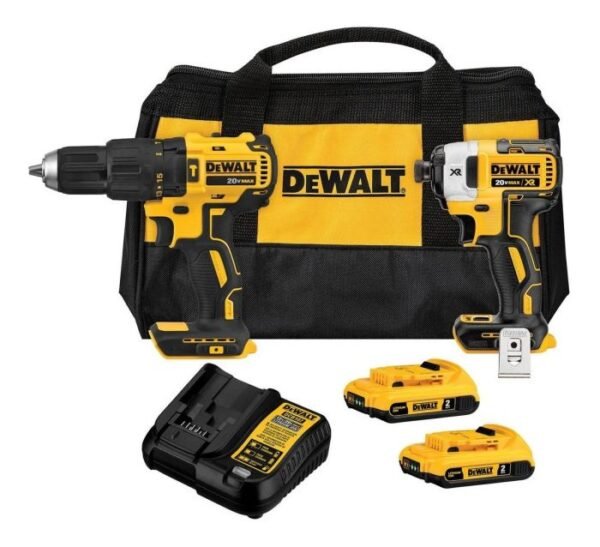COMBO TALADRO PERCUTOR 1/2" + ATORNILLADOR DE IMPACTO 1/4" BRUSHLESS 20V DCK223D2 DEWALT